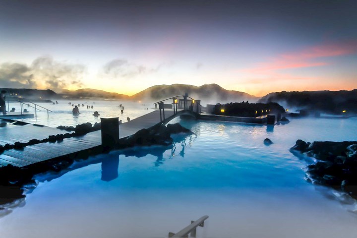 Smoky view of Blue Lagoon in Iceland
